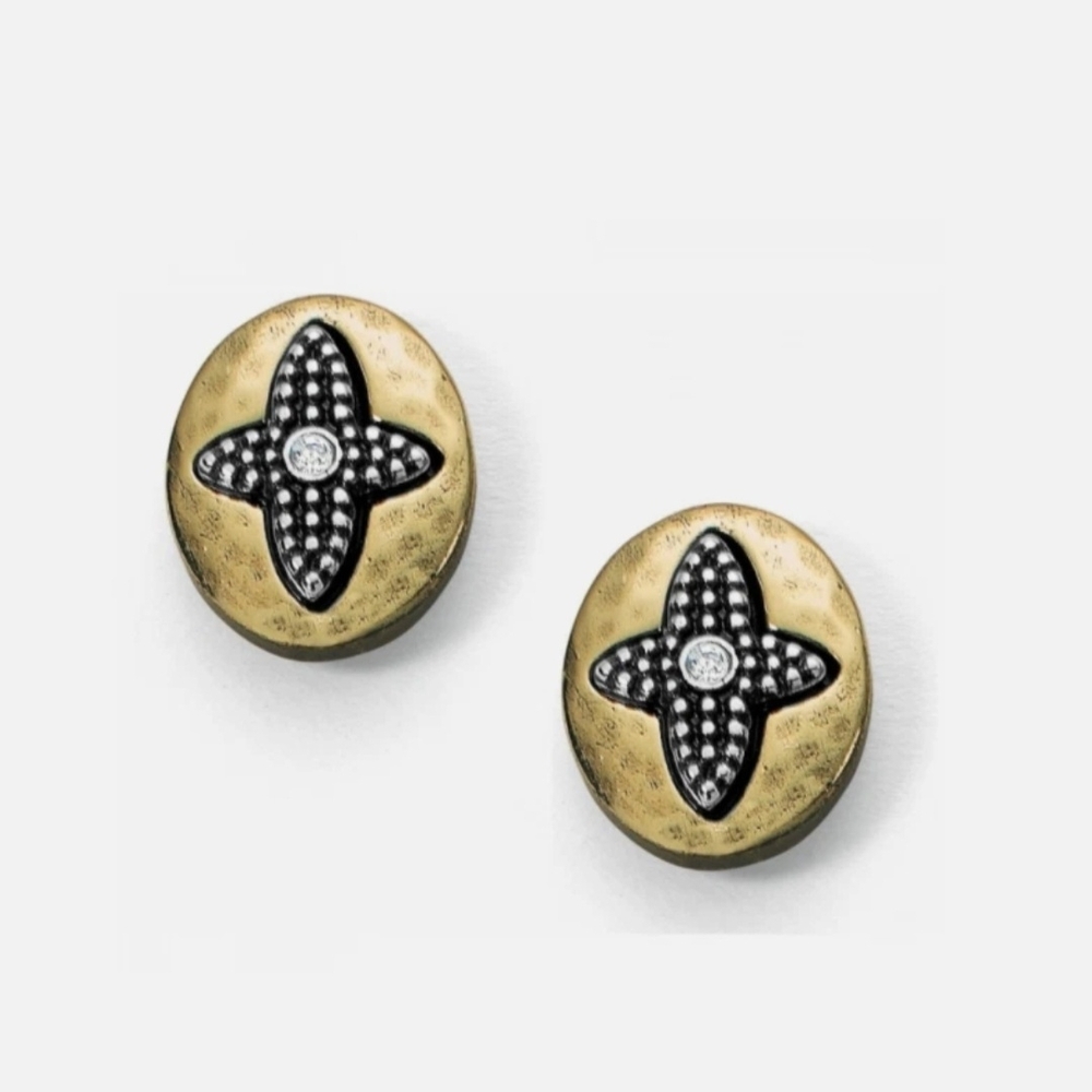 NWT Brighton Art and Soul Blessed Post Silver and Gold Crystal Earrings